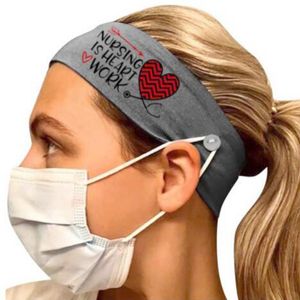 banda de coração venda por atacado-Elastic Tecido Enfermeira Head Headbands com Button Women Wash Sports Scrunchies Cabelo Bandas Europeu White Rabotail Cabeça Ornamentos Acessórios Atacado