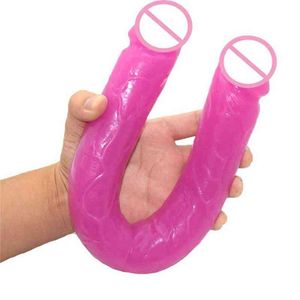 großes doppel-dildo-produkt großhandel-NXY Dildos Dongs Doppel Dildos Weibliche Masturbation Penetration Vagina oder Anal Big Realistic Penis Erwachsene Produkte G SPOT FIMULE