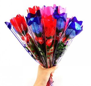 dekoratif led çiçekler toptan satış-LED Işık Yukarı Gül Çiçek Parlayan Sevgililer Günü Düğün Dekorasyon Sahte Çiçekler Parti Malzemeleri Süslemeleri Simülasyon Gül EEA3375
