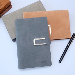 Notepads Gratis belettering A5 A6 Spiraal Notebook Faux Lederen Losse Blad Dagboek Vervangbaar Cadeau Filler Paper Briefpapier