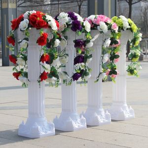 ingrosso pilastri bianchi-Decorazione del partito di lusso Bianco Colonna romana con set di fiori di giglio rosa con piombo con piombo corridoi corridori pilastro per arredamento celebrazione matrimonio