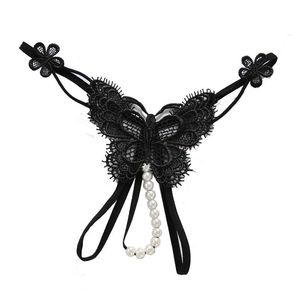 Damskie majtki Otwarte krocze na seks Nenewear Sexy Pearl Stringi Patrz Przez Butterfly Erotyczna Bielizna G String Crackless Figi