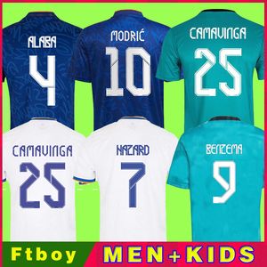 balya futbol gömlek toptan satış-Gerçek Madrid Formalar Futbol Futbol Gömlek Camavinga Alaba Tehlike Benzema Modric ASensio Vini Jr Balya Camiseta Erkekler Kids Kiti Üniforma Dördüncü