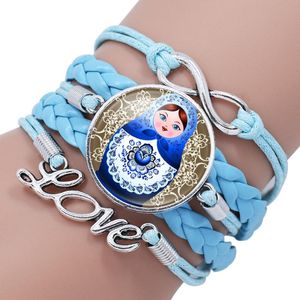 charm bracelet pictures achat en gros de Bracelets de charme russe matryoshka babushka nid poupées poupées image verre cabochon bracelet bracelet pour filles