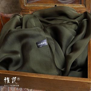 Scarves Real Silk Scarf Women Olive Green Pure Wrap Echarpe Brand Natural Printed Foulard Femme For Ladies