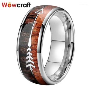 Wholesale mens wood wedding bands for sale - Group buy Wedding Rings mm Bands For Men Women Tungsten Carbide Koa Wood Arrow Inlay Domed Polished Shiny Comfort Fit1