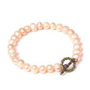 ingrosso perline di perle d'acqua dolce rosa-Braccialetto naturale di perle d oro naturale naturale mm Braccialetto di perle di perle di perle di perle d acqua dolce baroque per le donne Regali dei gioielli femminili1