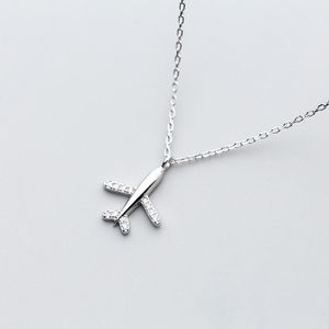 Wholesale aircraft gifts for sale - Group buy 100 Solid Sterling Silver Aircraft Shape Pendant Necklace CM Chain For Women Girls Handmade Crystal Jewelry Gift