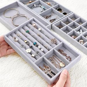 Jewelry Pouches Bags Drawer DIY Box Organizer Tray Ring Bracelet Display Case Velvet Jewellery Storage Earring Holder Fit Most Space1