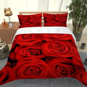 venda por atacado Escuro Impresso 3D Rose Bedding Sets Fontes 3 Pcs Chic Qulit Tampa fronha de alta qualidade roupa de cama Em armazém