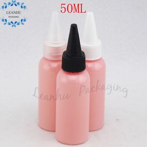 Wholesale small lotions resale online - 50ml Pink PET Lotion CreamBottle With Pointed Mouth Cap Portable Travel Empty Bright Skin Water Bottle Small Sample Containerhigh qualtity