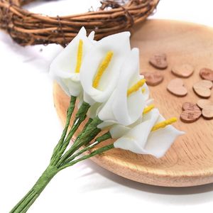 köpüklü zambaklar toptan satış-Dekoratif Çiçekler Çelenkler adet Mini PE Calla Lily Çiçek Simülasyon Köpük Düğün Doğum Günü Partisi Dekor Yapay DIY Buket Scrapbooki