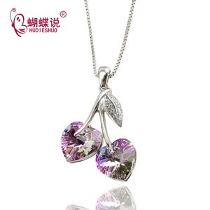 Pendant Necklaces HUDIESHUO Heart Shape Necklace Crystal S925 SilverScale Light For Women Elegant Jewelry Gift