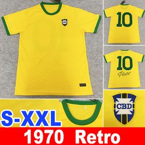 xxl fußball trikot großhandel-1970 retro Pelé PELE Brasilien BRASIL Trikots bele Retro Pelé PELE CLASSIC Carlos Romario Fußball Trikot XXL camisa de futebol