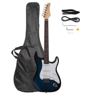 gitarlar için davalar toptan satış-Mavi Elektro Gitar Çanta Kılıfı Ile Kablo Kayışı Yeni Başlayanlar İçin Gülağacı Klavye Picks