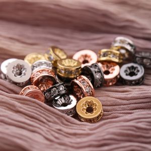 latón de 4 mm al por mayor-Micro Pave Rondelle Gold Silver Black Blass Spacers CZ Charms Beads para la joyería de bricolaje Haciendo mm