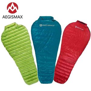 uyku tulumu ultra hafif toptan satış-AEGMISMAX Ultra hafif Yetişkin Açık Kamp Naylon Mumya Üç Sezon Kazak Uyku Tulumu