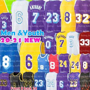 24 jersey venda por atacado-Los Angeles Lakers LeBron James Kobe Bryant Los Angeles Jersey Anthony Davis Alex Caruso Mens Juventude Kids Kyle Kuzma Branco Amarelo Basquete Jersey