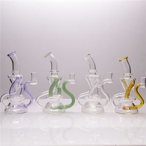 Wholesale oil rig bong percolator resale online - Recycler Oil Rigs Glass Bong Water Pipe Smoking Pipe Hookah with Colored Percolators inclued bowl and Quartz Banger for Gift