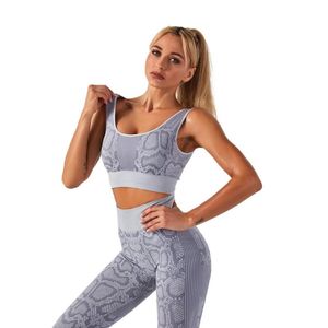 yılanlar yılanlar toptan satış-Yoga Kıyafetler adet takım Yılan Baskı Kadınlar Dikişsiz Set Spor Sutyen Yüksek Bel Tayt Egzersiz Giysileri Kıyafet Spor Takım Elbise Kadın Spor