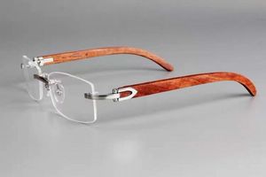 erkek altın çerçeve şeffaf lens gözlük toptan satış-Çerçevesiz Gözlük Çerçeve Optik Gözlük Ahşap Altın Şeffaf Lens Erkekler Gözlük Çerçeveleri Kutusu Ile