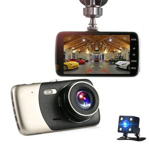 çift araba cams toptan satış-Araba DVR Inç Oto Kamera Çift Lens FHD P Dash Cam Video Kaydedici Dikiz Kamera Registrator Gece Görüş DVR ile