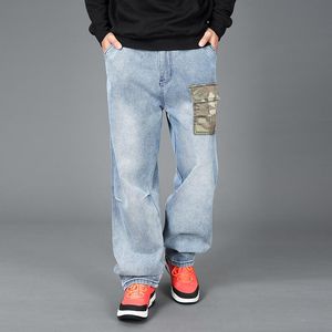 Wholesale baggy cargo jeans for sale - Group buy Men s Jeans For Men Straight Denim Cargo Pants Biker Baggy Loose Blue With Side Pockets Plus Size