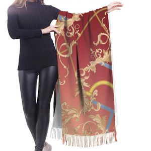Scarves Noisydesigns Retro European Pattern Gradient Färg Vinter Scarf för Kvinnor Cashmere Neck Head Warm Lady Shawls och Wraps