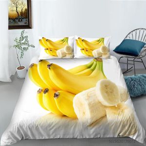 Beddengoed sets fruit banaan aardbei patroon koning queenset met kussensloop voor slaapkamer quilt dekbedovertrek stks