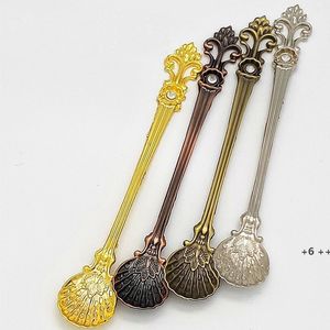 Wholesale vintage small spoons for sale - Group buy Vintage Alloy Coffee Spoon Crown Palace Carved Dining Bar Tableware Small Tea Ice Cream Sugar Cake Dessert Dinnerware Spoons LLA11472