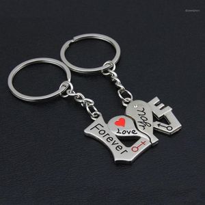 dikiş anahtar ringlık
 toptan satış-Anahtarlıklar takım Yaratıcı Kalp Şeklinde Dikiş Anahtarlık Moda Çift Erkekler Ve Kadınlar Metal Anahtarlık Dekoratif Kolye1