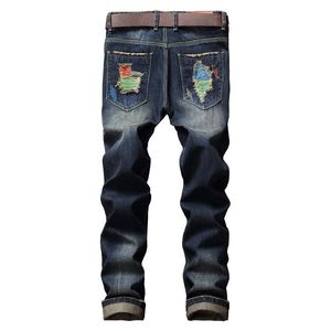 33 38 kot toptan satış-Erkek Jeans Varış Fırça Boya Kırık Delik Erkekler Trend Gelgit Moda Rahat Erkek Yüksek Kalite Pamuk Artı Boyutu