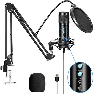 mikrofonlu yoğunlaştırıcı profesyonel toptan satış-Profesyonel Kondenser USB Mikrofon Dizüstü Karaoke Singing Streaming Oyun Podcast Studio Kayıt Için Standı
