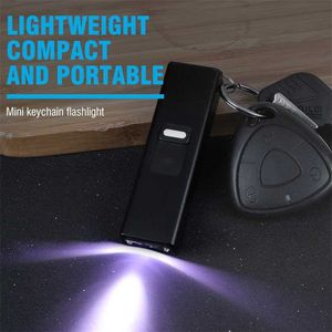 BORUiT Self Defense Keychain Flashlight with Electric Shock Function Super Bright Waterproof Mini LED Key Light Poket Torch