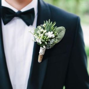 ingrosso fiori formali-Fiori decorativi Ghirlande verdi pianta succulenta Punta boutonniere per cerimonia di nozze partito formale1