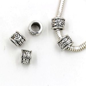 100st Antik silver mm Hål Zink Alloy Tube Bead Spacers Charm för smycken gör armband Halsband DIY Tillbehör