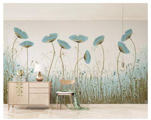 Wallpapers Diantu Classic Papel De Parede d Wallpaper Simple Painting Mint Green Flowers Nordic Style TV Background Wall Paper Tapety