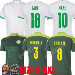 2021 Senegal Mens Fotbollsträngar National Team Hem Green Away White Sarr Sadio Mané Koulibaly Balde Dialo Diame Gueye Fotbollskjorta Kortärmad Vuxna Uniformer