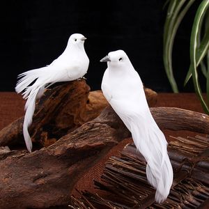 pluma de fiesta al por mayor-Simulación Aves Festival Planta Decoración Blanca Paloma Espuma Plumas Clips Peace Dove Fotografía Prop ky G2