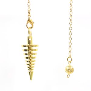 10 Gold Plated Pendant Metal Pyramid Gravity Concentration Pendulum for Scrying with Ball Chain Charm Jewelry