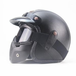 шлем ручной работы оптовых-Мотоциклетные шлемы четыре сезона шлемы ручной работы и персонализированные ретро кожаные электрические половины океана круизную педаль хелмец1