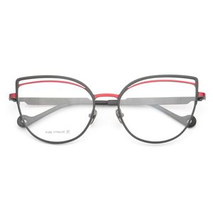 lightweight titanium eyeglass frames venda por atacado-Womens Pure Titanium Cat Eye Fino Retro Exclusivo Metal Eyewear Borboleta Full Rim Leve Nova Moda Especial Eyeglass Frames T200428