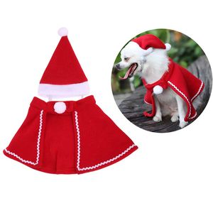 hayvan köpek yılbaşı kıyafetleri toptan satış-Sevimli Pelerin Ev Dekorasyonu Köpekler ile Pet Noel Kostüm Sıcak Köpek Cape Kedi Giyim Köpek Santa Hat JK2011XB Malzemeleri