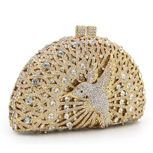Wholesale birds bag resale online - Hollow bird diamond gold Day Clutches Luxury Women s Mini Pearls Beaded Evening Crystal Clutch Bags Bridal Wedding purse Q1117