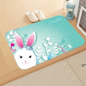 patterned carpeting toptan satış-Mutlu Paskalya Halıları Paspas Bunny Yumurta Desen Kat Mat Kaymaz Yıkanabilir Banyo Halıları RRF13588