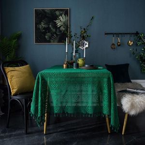 ingrosso tavolino da caffè scuro-Table Ploth Retro American Tovaglia Dark Green Handmade Crochet Crochet Caffè rettangolare da pranzo Semplice