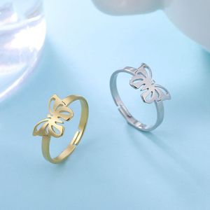 butterfly ring designs venda por atacado-Novo Design Moda Jóias Abertura de Alta Classe Aço Inoxidável Borboleta Anel de Festa de Luxo para Mulheres