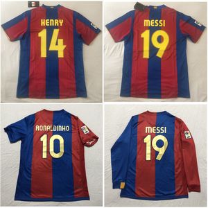 messi tailandês jersey venda por atacado-Thai Messi Retro Soccer Jerseys Xavi Camisa de Futebol Ronaldinho Jersey Henry Clássico Maillot de pé