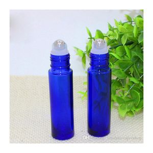 Wholesale e roller for sale - Group buy Cheap ml Blue Color Glass Bottles With Stainless Steel Roller And Black Lid For E Liquid Oil Perfume Free DHL