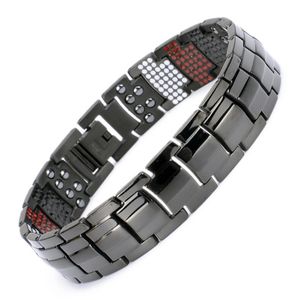 Magnetische zwarte titanium armband mannen armband in1 ve ionen germanium ver infra rode mode bedelarmbanden sieraden polsbandje
